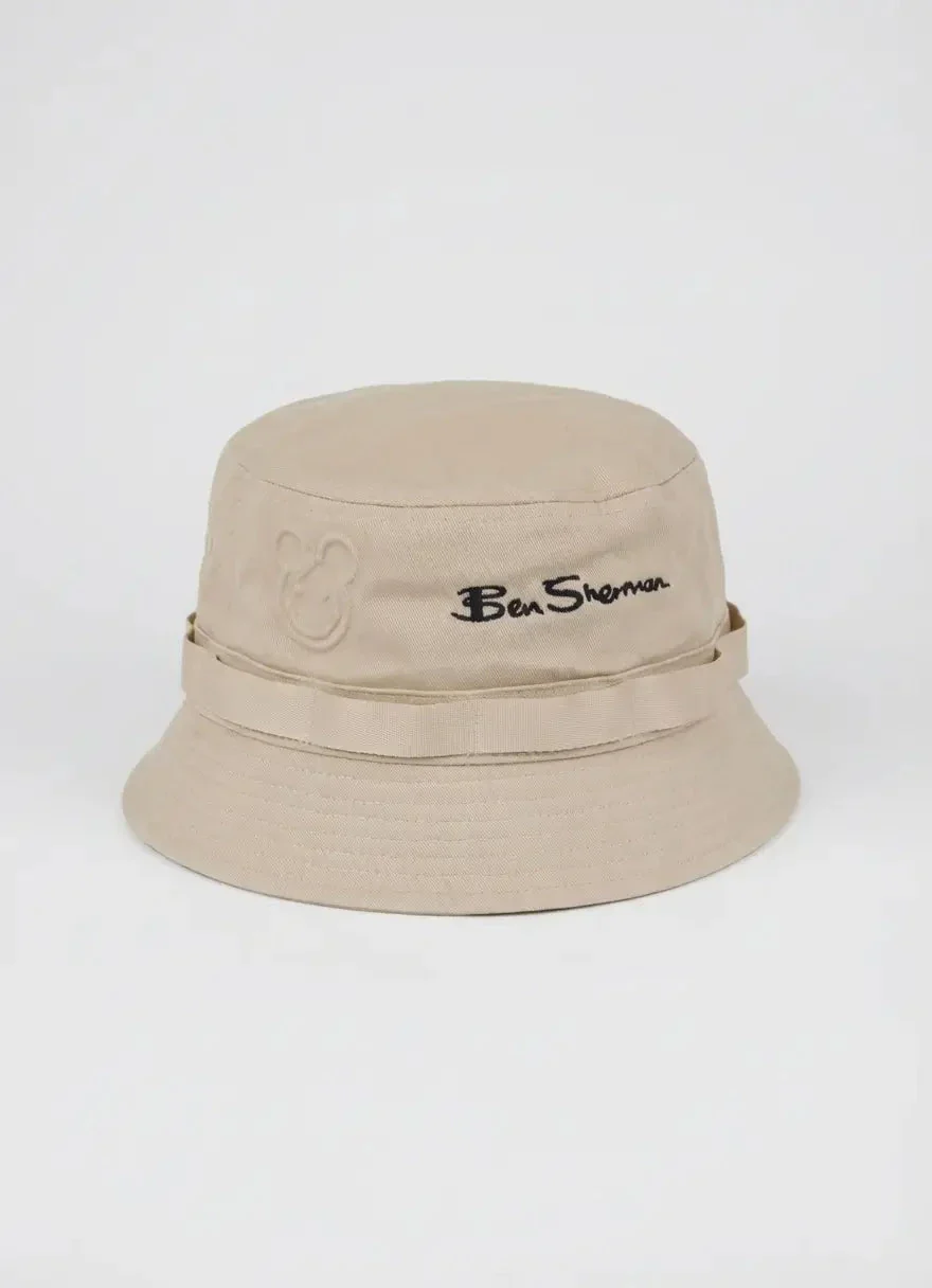 Ben Sherman Bear Emb Bucket Hat Cornstalk - Image 3