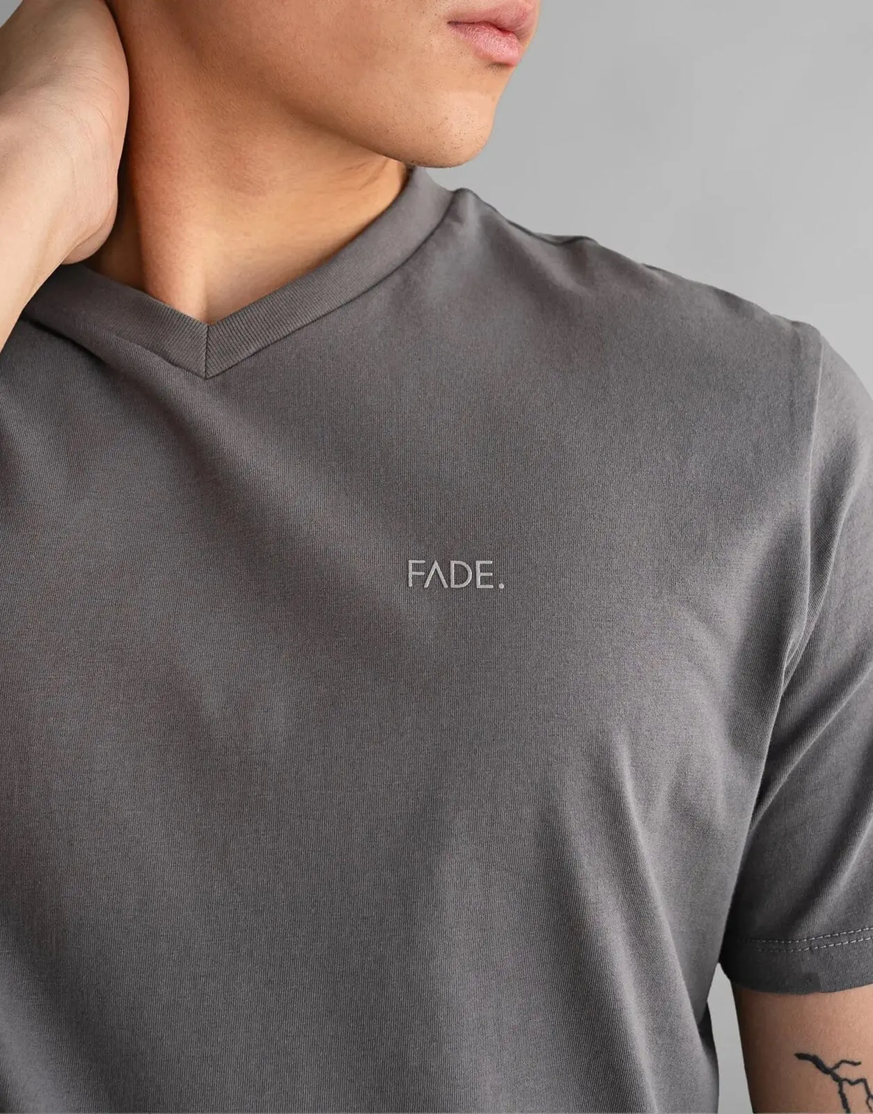Fade Essential V-Neck Grey T-Shirt - Image 3